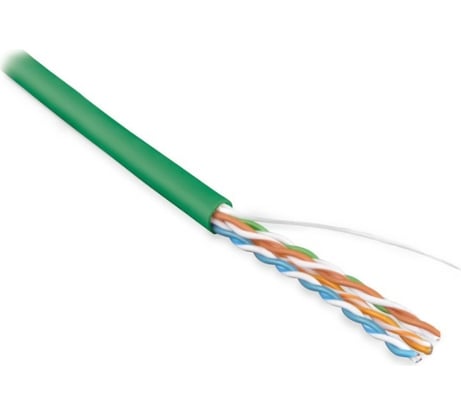 Кабель Hyperline UUTP4-C5E-S24-IN-LSZH-GN-100 (100 м) витая пара, неэкран. U/UTP, категория 5e, 4 пары (24 AWG), одножильный (solid), LSZH, зеленый 273508