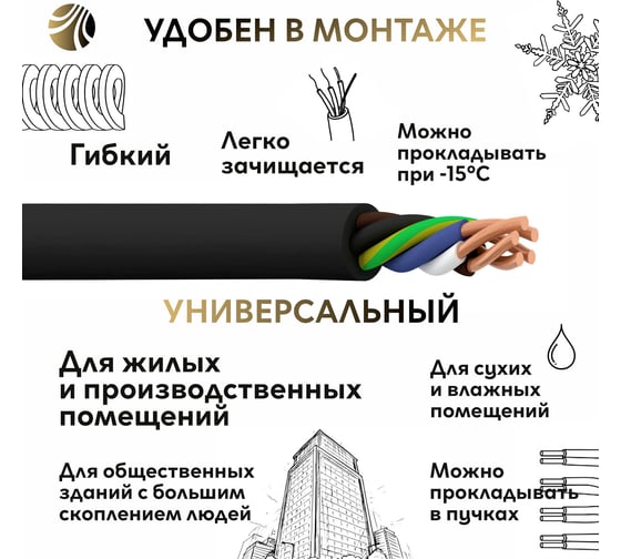 Кабель ОРЕОЛ ППГ нг А-НF 5х2,5 - 0,66 кВ ГОСТ 50м 83135
