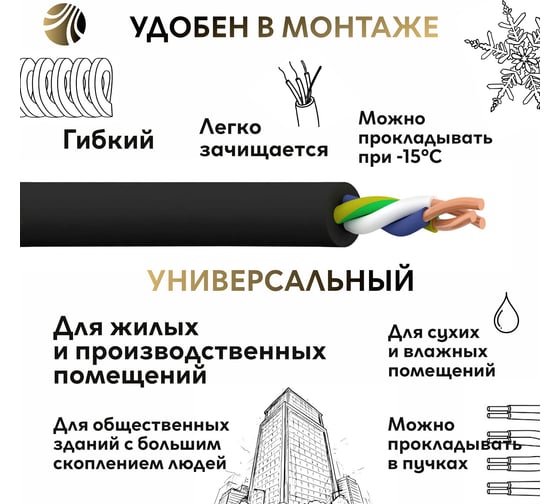 Кабель ОРЕОЛ ППГ нг А-НF 3х2,5 - 0,66 кВ ГОСТ 50м 00-00002247