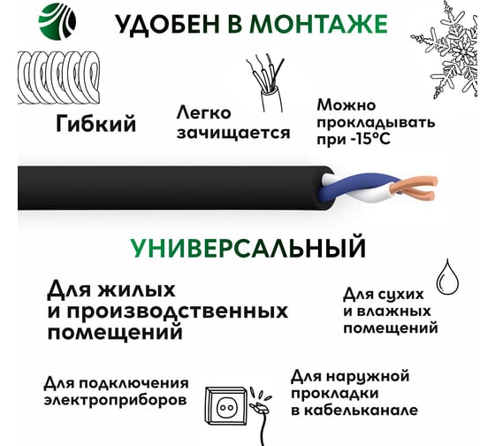 Кабель ОРЕОЛ ВВГ-НГ А LS 2х4 мм ГОСТ 100 м 83025