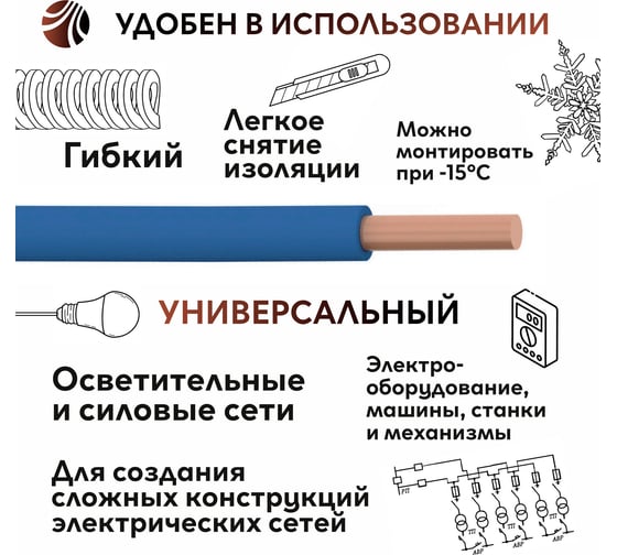 Провод ОРЕОЛ ПуВ нг А LS 1х2,5 голубой 50м 00-00002206