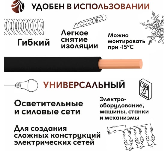 Провод ОРЕОЛ ПуВ нг А LS 1х2,5 черный 50м 00-00001842