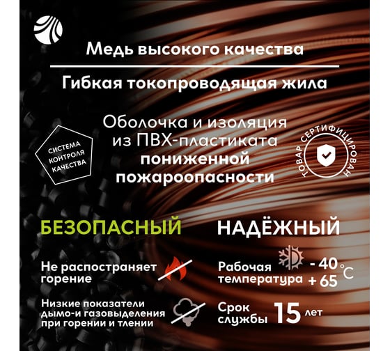 Провод ОРЕОЛ ПуВ нг А LS 1х2,5 черный 50м 00-00001842
