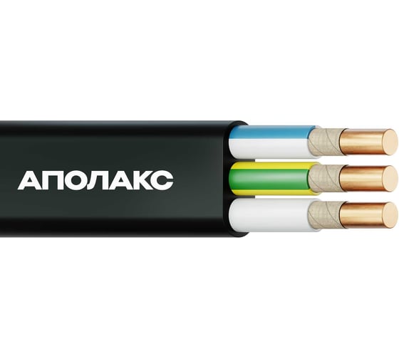 Кабель силовой АПОЛАКС ВВГ-Пнг(А)-FRLS 3х1,5 ок (N,PE)-0,66 (500 м) 4687206955295 1