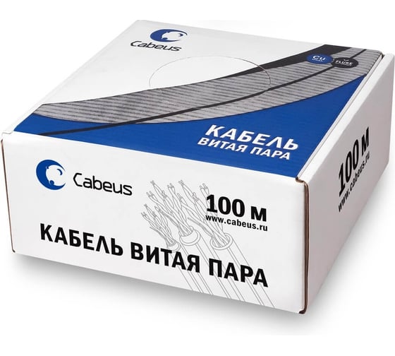 Кабель витая пара Cabeus (UTP), категория 5e, 1 пара (24 AWG), одножильный UTP-1P-Cat.5e-SOLID-100 1