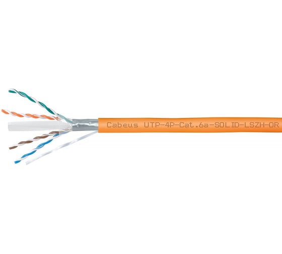 Кабель витая пара Cabeus UTP (U/UTP), категория 6A, 4 пары (23 AWG), UTP-4P-Cat.6a-SOLID-OUT-LSZH-UV 1