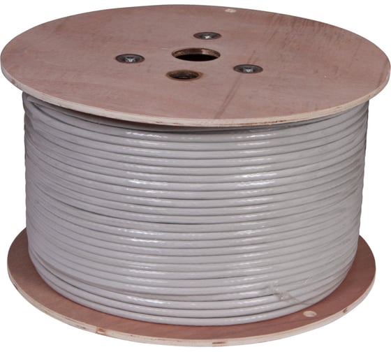Кабель витая пара REXANT U/FTP, CAT 6A, ZH нг(А)-HF (LSZH), 4х2х0,575 мм, 23AWG, INDOOR, SOLID, серый, 305м, серия PRO 02-0321 1
