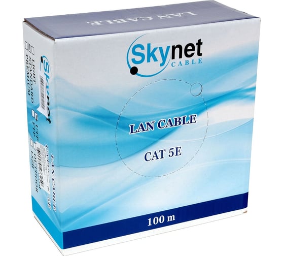 Кабель SkyNet Standart UTP indoor 4x2x0,48, медь FLUKETEST категории 5e одножильный 100м box серый CSS-UTP-4-CU/100