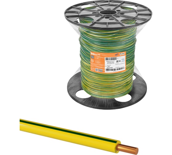Провод TDM ELECTRIC ПуВ 1х2,5 ГОСТ на катушке (750м), желто-зеленый SQ0124-0025