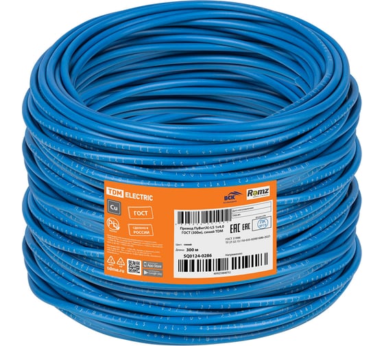Провод TDM ELECTRIC ПуВнг(А)-LS 1х4,0 ГОСТ (300м), синий SQ0124-0286