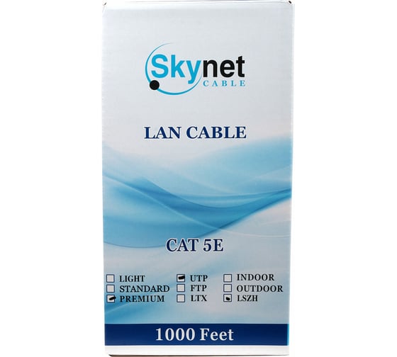Кабель SkyNet Light 4x2x0.46 низкое дымовыделение нулевое содержание галогенов медь FLUKETEST категории 5e 1ж 305м CSL-FTP-LSZH-4-CU