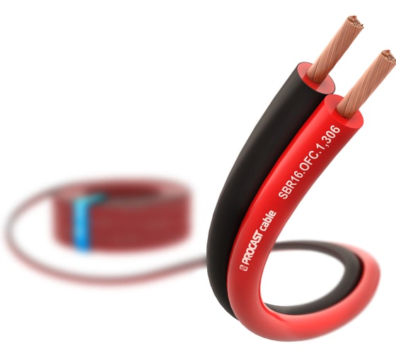 Акустический кабель PROCAST cable 16 AWG (2х1,306 мм), OFC медь, красно-черный, 50 м, PROCAST Cable SBR 16.OFC.1,306 НФ-0001314 1