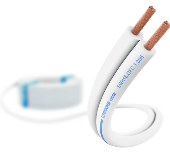 Акустический кабель PROCAST cable 16 AWG (2х1,306 мм), OFC медь, белый, 50 м, PROCAST Cable SWH 16.OFC.1,306 НФ-0001328 1