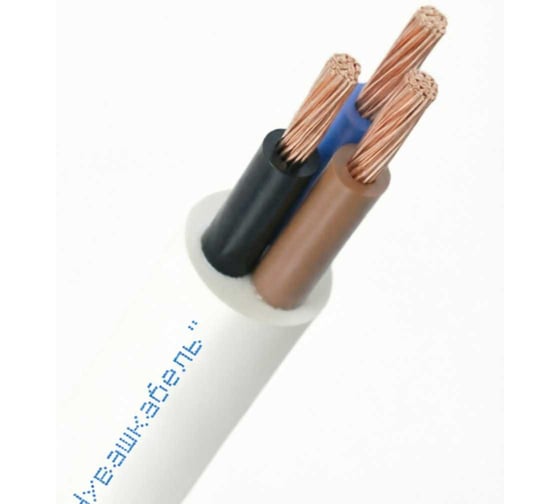 Кабель АО "ЗАВОД "ЧУВАШКАБЕЛЬ" ПВС 3х0,75 белый (10 м) ТУ ПI1053R0000Б005