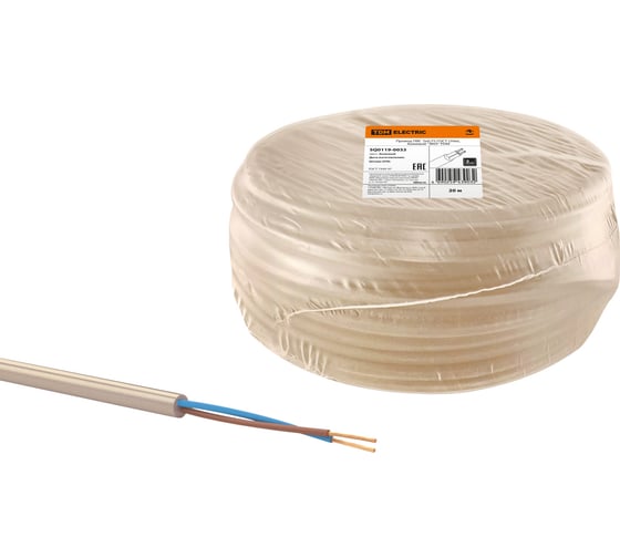 Провод TDM ELECTRIC ПВС, 2х0,75, ГОСТ, 20м, бежевый, "ЭКО" SQ0119-0033