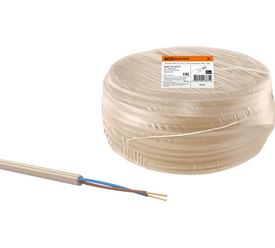 Провод TDM ELECTRIC ПВС, 2х1, ГОСТ, 10м, бежевый, "ЭКО" SQ0119-0019