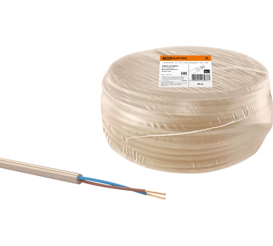 Провод TDM ELECTRIC ПВС, 2х1, ГОСТ, 50м, бежевый, "ЭКО" SQ0119-0051 1