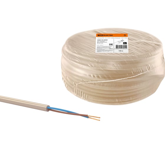 Провод TDM ELECTRIC ПВС, 2х1,5, ГОСТ, 100м, бежевый, "ЭКО" SQ0119-0069