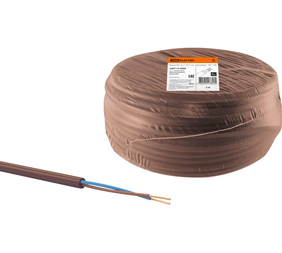 Провод TDM ELECTRIC ПВС, 2х1,5, ГОСТ, 5м, коричневый, "ЭКО" SQ0119-0006 1