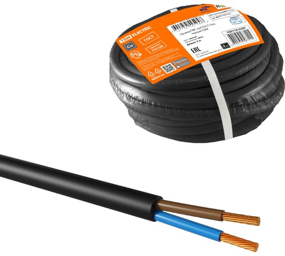 Провод TDM ELECTRIC ПВС, 2х4, ГОСТ, 5м, черный SQ0118-0299 1