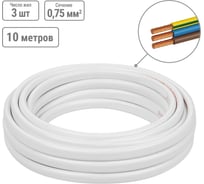 Шнур TDM ELECTRIC ШВВПмб 3х0,75 10м, белый Народный SQ0120-0156