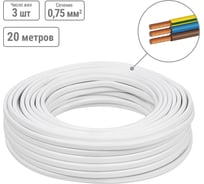 Шнур TDM ELECTRIC ШВВПмб 3х0,75 20м, белый Народный SQ0120-0206