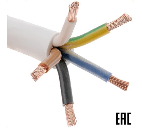 Электропровод бухта MW ПВС (ГОСТ) 5х10 белый 100м 100м