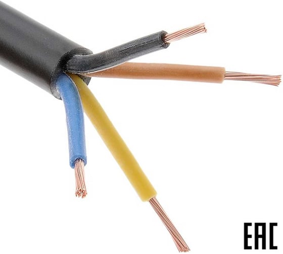 Электропровод бухта MW ПВС (ГОСТ) 4х2,5 чёрный 100м 100м