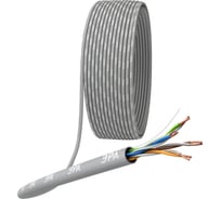 Кабель витая пара ЭРА SIMPLE U/UTP 4x2x24AWG Cat5e CU LSZH нг(А)-HF серый 305м Б0071348