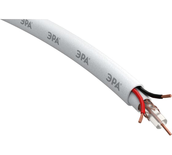 Кабель для аналогового видеонаблюдения ЭРА K-0.5-PVC КВК-В-2 +2x0,5 мм.кв., бухта 200 м, белый, Б0052732