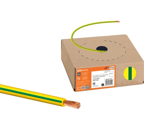 Провод TDM ELECTRIC ПуГВ 1х1,5 ГОСТ в коробке 100м, желто-зеленый SQ0124-1419