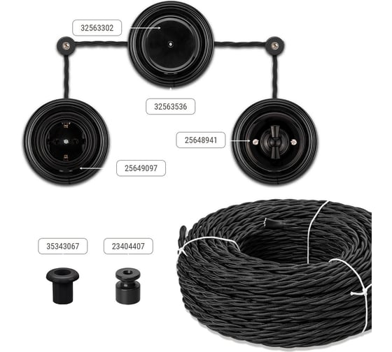Ретро провод TDM ELECTRIC Эко 2х1,5 витой ГОСТ черный (20м) SQ2801-0231