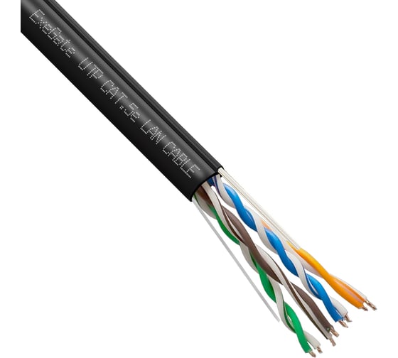 Кабель Special UTP4-C5e-CU-S24-SW-OUT-PE-BK-305-FLUKE UTP 4 пары кат.5e медь, 0.48мм 24AWG, FLUKE test pass, внешн., с тросом, 305м, черн., PE ExeGate 301075