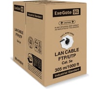 Кабель ExeGate Special UTP4-C5e-CCA-S24-OUT-PE-BK-305 UTP 4 пары кат.5e CCA, 0.48мм 24AWG, внешний, без троса, 305м, черный, PE 301082