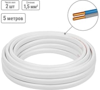 Провод ПУСП TDM ELECTRIC 2x1,5 5м, белый Народный SQ0126-0007