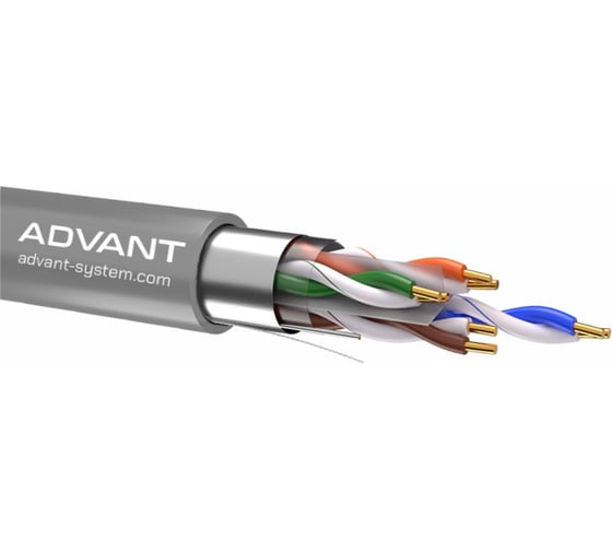 Кабель Advant Витая пара, CAT 5e для передачи цифрового аудиосигнала или Ethernet до 100 м, скорость передачи данных 1 Гбит/с, не экранированный U/UTP, категория 5e (100 MHz), 4 пары (26 AWG), многожильная медь, t (-30C +60C), в ADVANT ADV5e-U26MLG (305m)