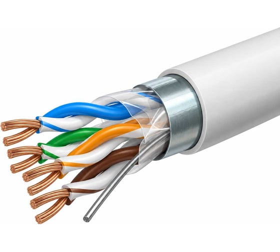 Кабель витая пара Пожтехкабель F/UTP Cat.5е PVC нг(А)-LSLTx 4x2x0,51 бел (305 м) Standard СКС FTP-4P-C5E-SOLID-LSLTX-WH-305