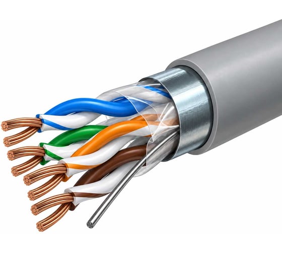 Кабель витая пара Пожтехкабель F/UTP Cat.5e PVC нг(A)-LS 4x2x0,51 СКС FTP-4P-C5E-SOLID-GY-305