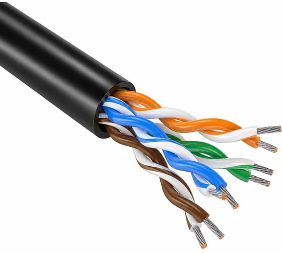 Кабель витая пара Пожтехкабель U/UTP Cat.5e PE 4x2x0,48 СКС UTP-4P-C5E-SOLID-PE-BK-L-305