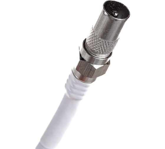 Коаксиальный кабель DORI RG-6 на F-разъёмах 5 м + переходник на TV 40880