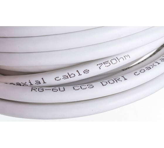Коаксиальный кабель DORI RG-6 на F-разъёмах 10 м + переходник на TV 40897
