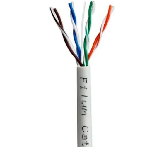 Кабель витая пара Filum F/UTP 5e кат. 4 пары FL-PF-5E-FUTP4-24AWG-LSZH-305-GY 24AWG (0.50 мм), чистая медь, коробка 305м, LSZH, серый 00-01293226