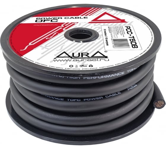 Силовой кабель AurA TOFC, 0AWG 50мм2, 10м. катушка, черный PCC-T50B