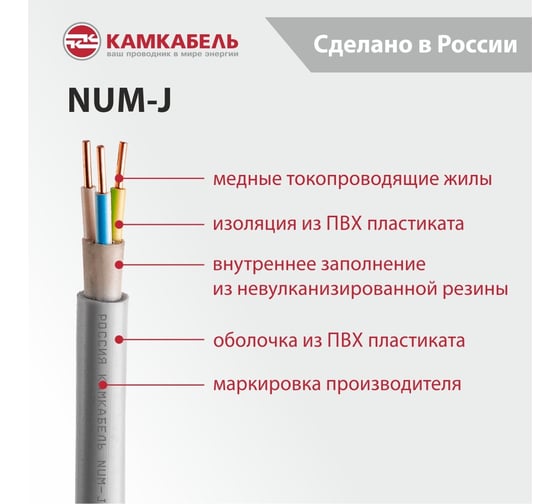 Кабель NUM-J Камкабель 3x6 мм 10м 1117S32VG0007ЪM0010М