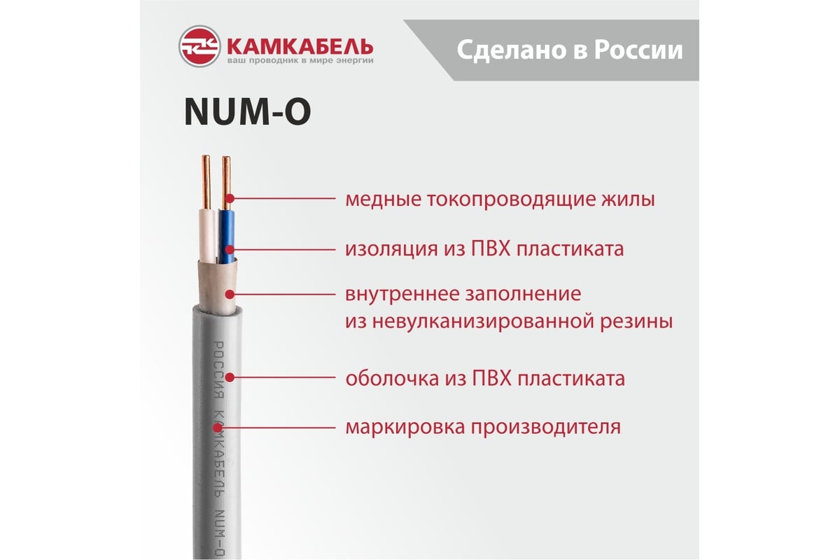 Кабель NUM-O Камкабель 2x1.5 мм 5м 1117R20FD0007ЪM0005М - выгодная цена ...
