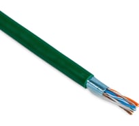 Кабель витая пара Hyperline FUTP4-C5E-P26-IN-PVC-GN-100 (100 м) экранированная F/UTP, категории 5e, 4 пары (26 AWG), многожильный (patch), экран - фольга, PVC, -20C-+75C, зеленый 444993