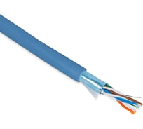 Кабель витая пара Hyperline FUTP4-C5E-P26-IN-PVC-BL-100 (100 м) экранированная F/UTP, категории 5e, 4 пары (26 AWG), многожильный (patch), экран - фольга, PVC, -20C-+75C, синий 444992