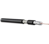 Коаксиальный кабель Hyperline COAX-RG6-500 RG-6, 75 Ом (ТВ, SAT, CATV), жила - 18 AWG (1.02 mm, омедненная сталь), внешний диаметр 6.9мм, PVC, черный (бухта 500 м), 49031