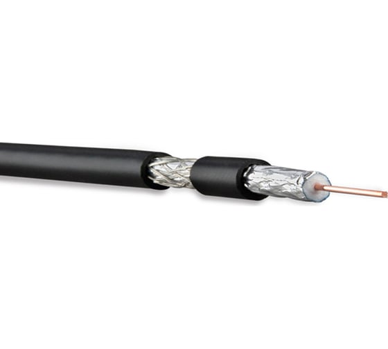 Коаксиальный кабель Hyperline COAX-RG6-CU-100 RG-6, 75 Ом (ТВ, SAT, CATV), жила - 1.02 мм (медь, solid), экран - фольга+оплетка (луженая медь, 48%)+фольга, внешний диаметр 6.9мм, изоляция PV 1