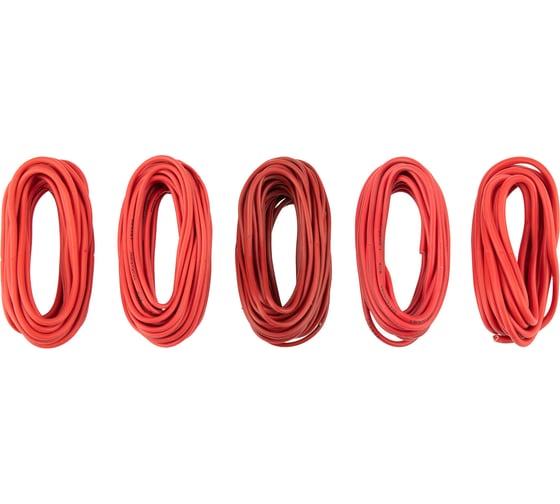Набор автопроводов REXANT ПГВА Ассорти 0,50x5 м/0,75x5 м/1x3 м/1,50x3 м/2,50x2 м, красный 01-6552